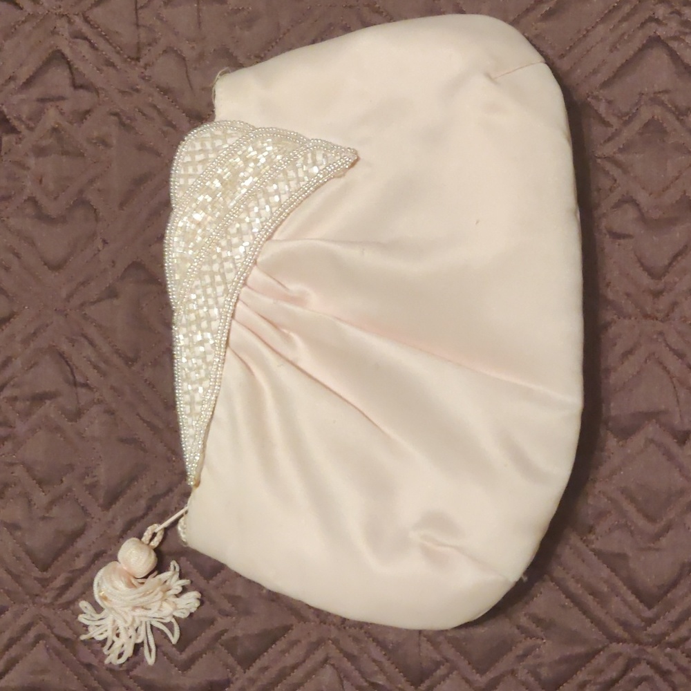 Pink Satin and Sequin Clutch Bag